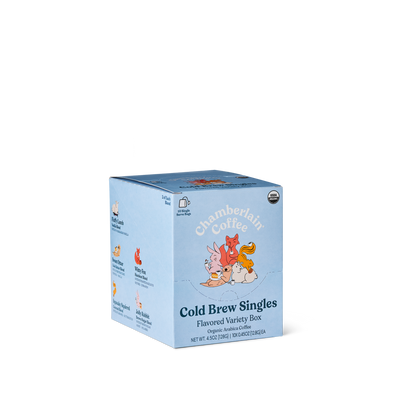 Organic Flavored Variety Cold Brew Singles  Product Shot Diagonal