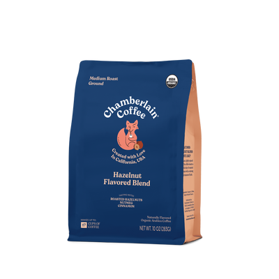 Organic Hazelnut Coffee Blend Ground Product Shot Diagonal