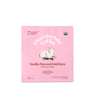 Organic Vanilla Cold Brew Elephant Large Coffee Bags Product Shot Front